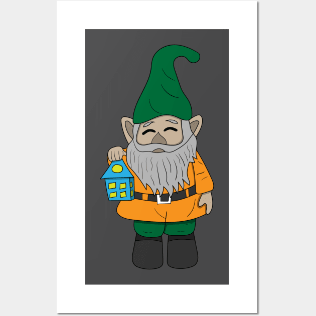 cute gnome with lantern Wall Art by maricetak